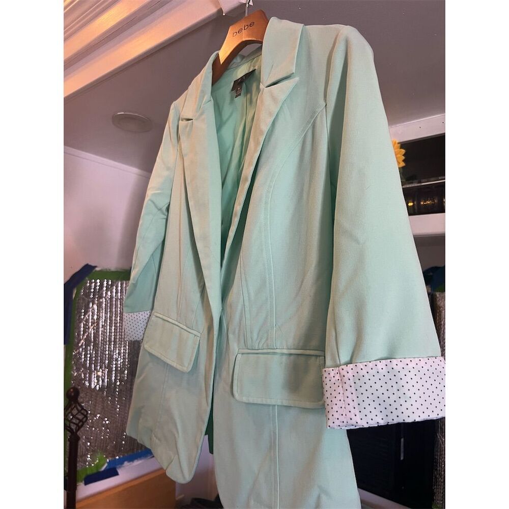 BCX Women's Blazer Size M Mint Blue Single-Button Mid-Length Junior's Jacket